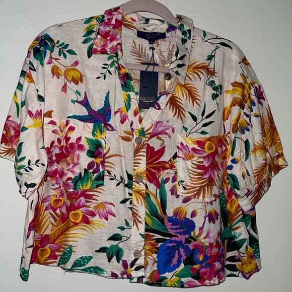 NWT Linen Blend Floral Button Shirt - Picture 2 of 7